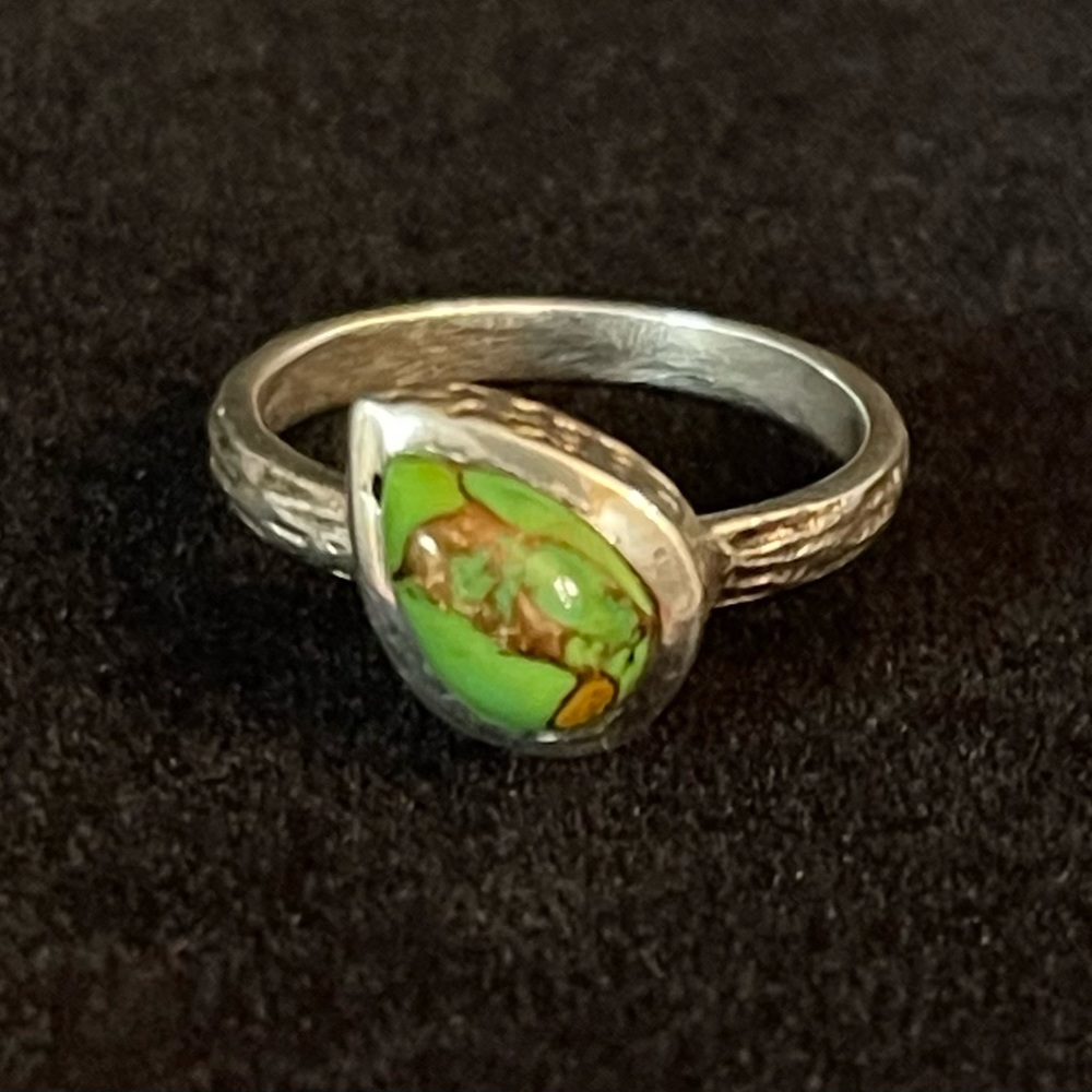STERLING SILVER GREEN COPPER TURQUOISE RING